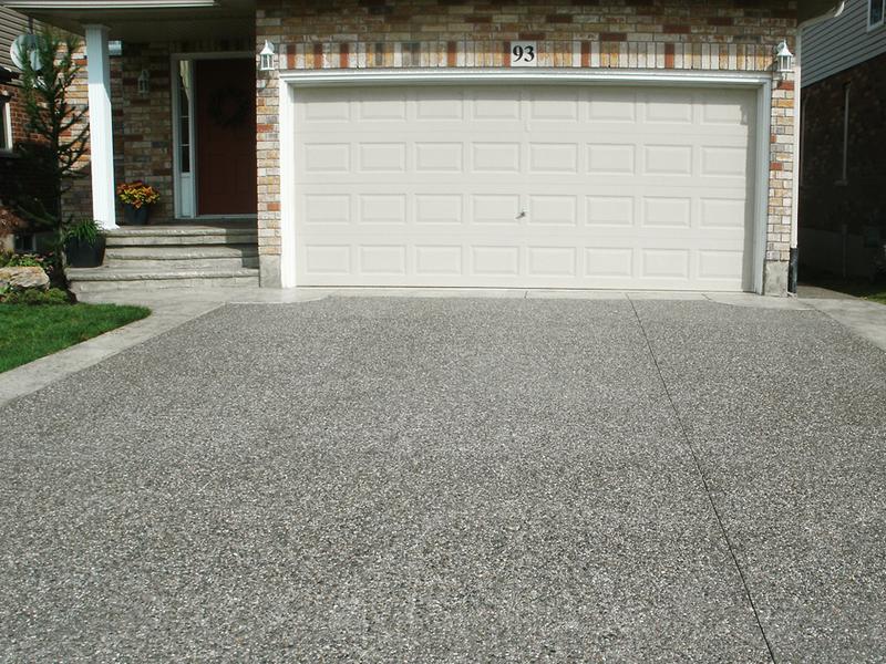 Aerial view of stamped concrete patio and pool surround in Hamilton ON
